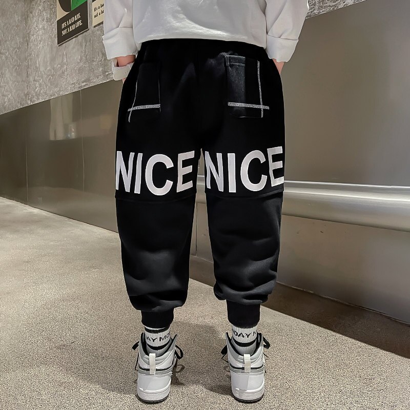 Pantalones largos y holgados para niños y adolescentes, Pantalón deportivo informal con estampado de letras, color negro y azul, 5, 6, 8, 9, 10, 12 y 14 años, primavera y otoño, 2022