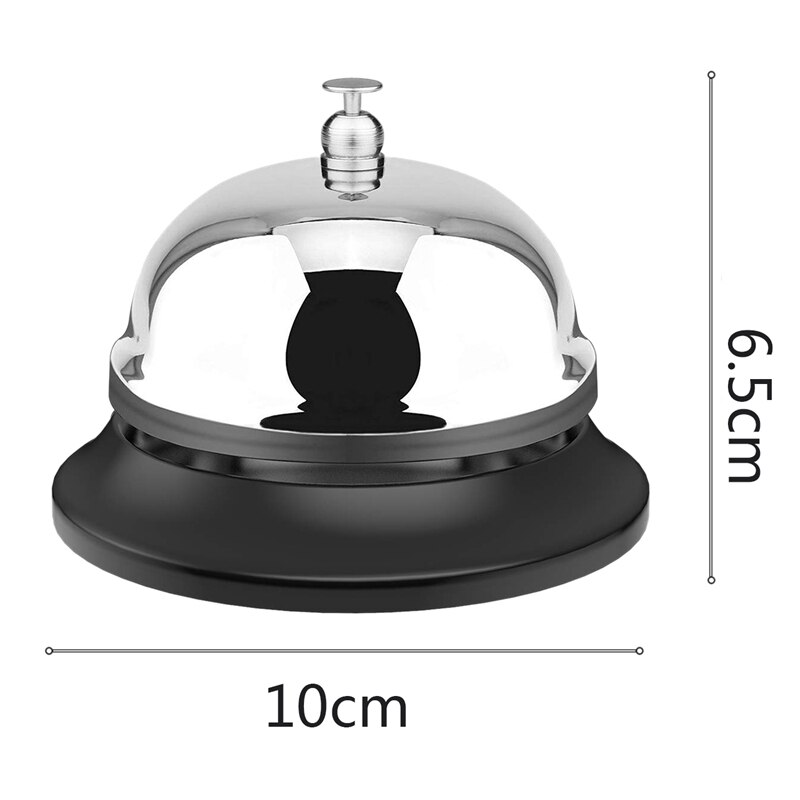 Grande sino, 10cm polegadas de diâmetro, sino de mesa com estrutura à prova de ferrugem do metal, mesa, hotel, escola, sino do serviço do restaurante, t