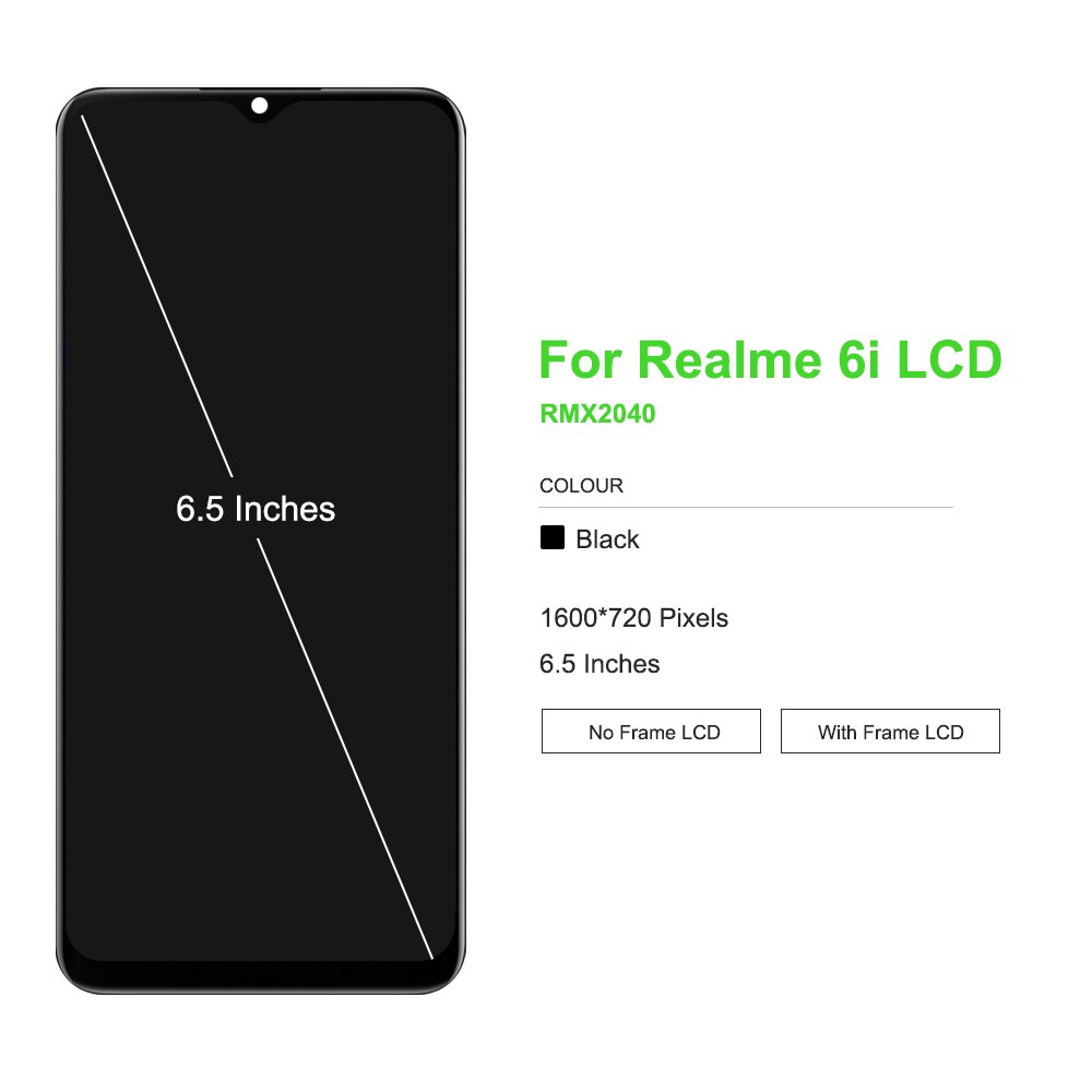 100% Original Für Oppo Realme 6i RMX2040 LCD Anzeige berühren Bildschirm Mit Rahmen Digitizer Montage Ersetzen Für Realme C3 RMX2027