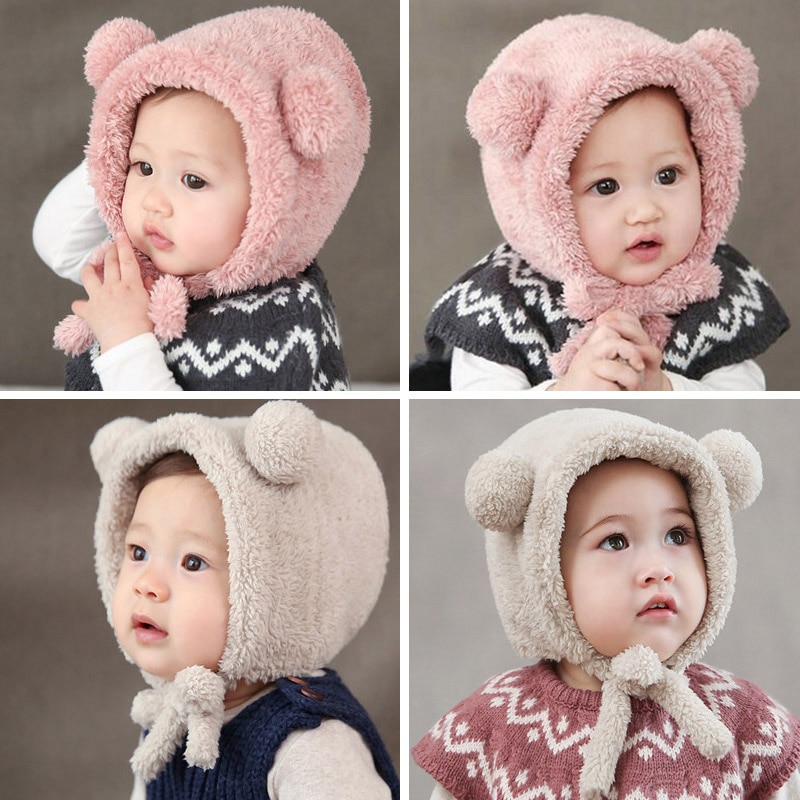 Girls Hats Newborn Baby Cashmere Baby Girl Cap Children's Winter Hats For Girls Kids Winter Cap Warm Ear Warmer Bonnet Beanies