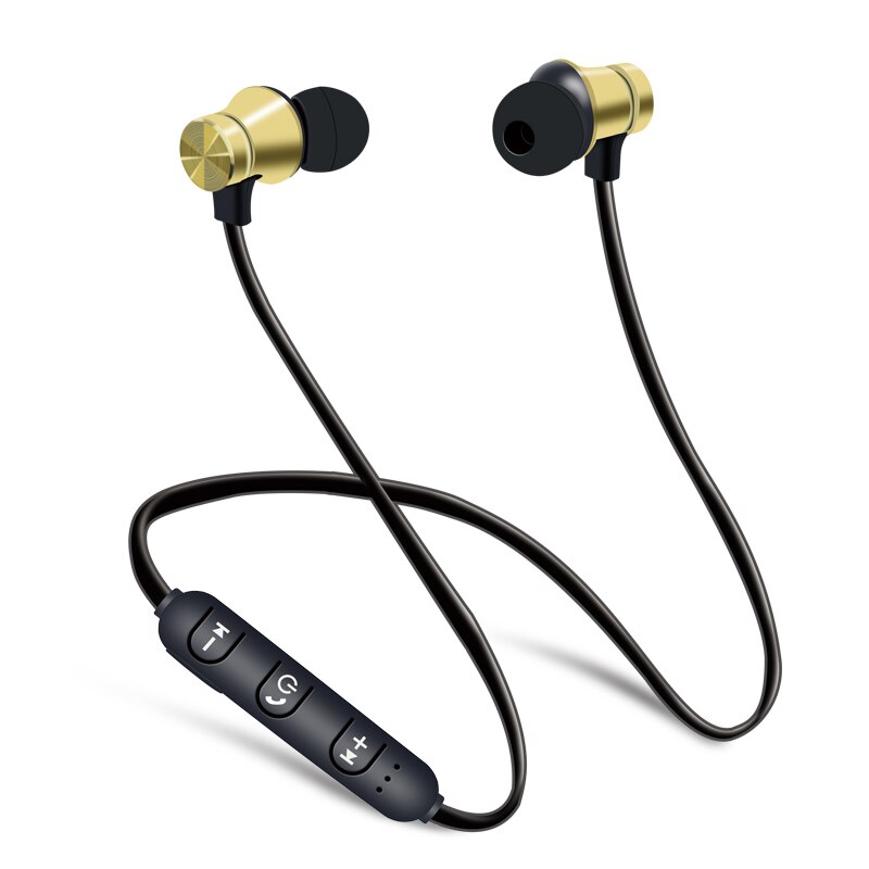 Magnetic attraction Bluetooth Earphone Sport Headset Fone de ouvido For iPhone Samsung Xiaomi Ecouteur Auriculares: Gold