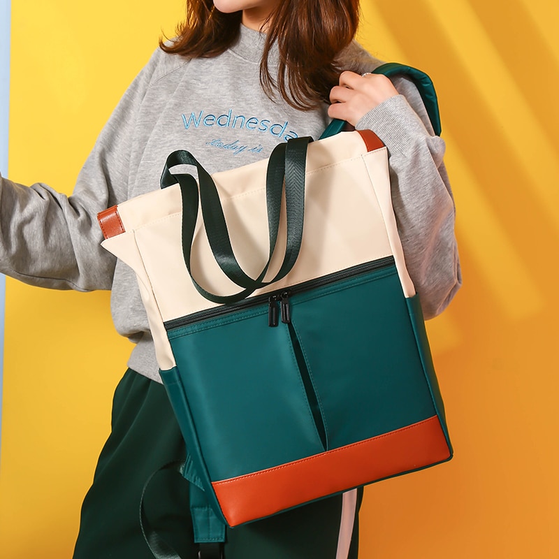 Sekker til kvinner ryggsekk laptop ryggsekk bagpack bag kvinnelig skole kvinners jente ryggsekker sommer vanntett nylon: Grønn