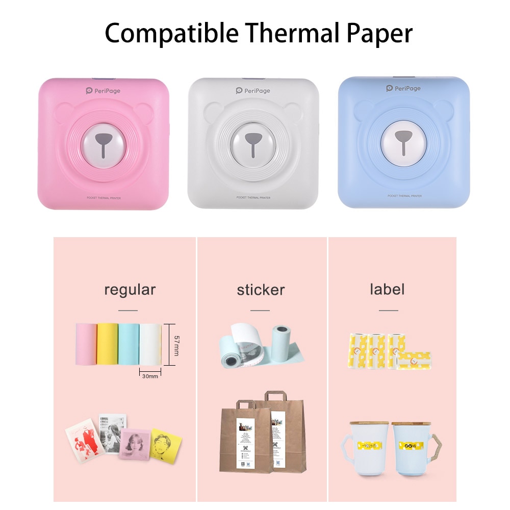 Mini POS Portable Printer Pocket Mobile Thermal Bluetooth 58mm Mini Wireless POS Thermal Photo Printer for Android iOS Phone