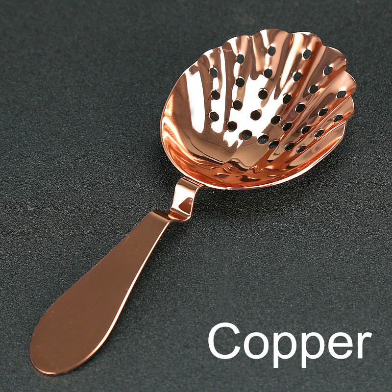 Shell Vintage Stainless Steel Julep Cocktail Strainer Copper Plated Gold Plated Bar Strainer Ice Strainer Bar Tool: Copper Plated