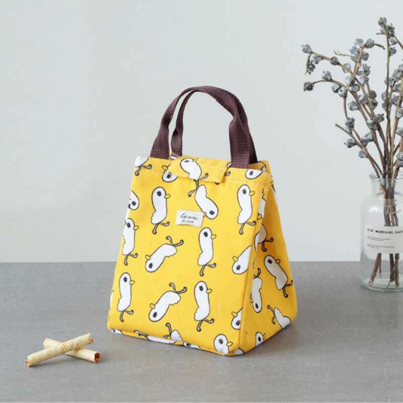 Bærbar termisk matpose med stor kapasitet sammenleggbar gjenbrukbar matpakke i lerret reisemat veske termopose matboks kvinner menn: C