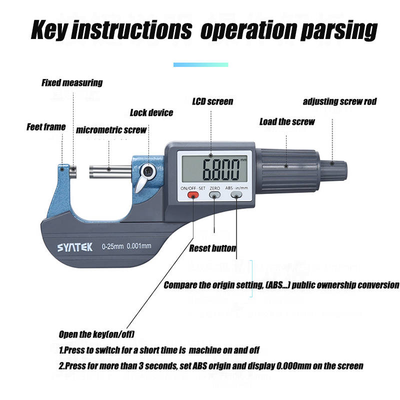 0-25mm Micron Digital outside Micrometer Electronic micrometer gauge 0.001mm digital gauge measuring tools
