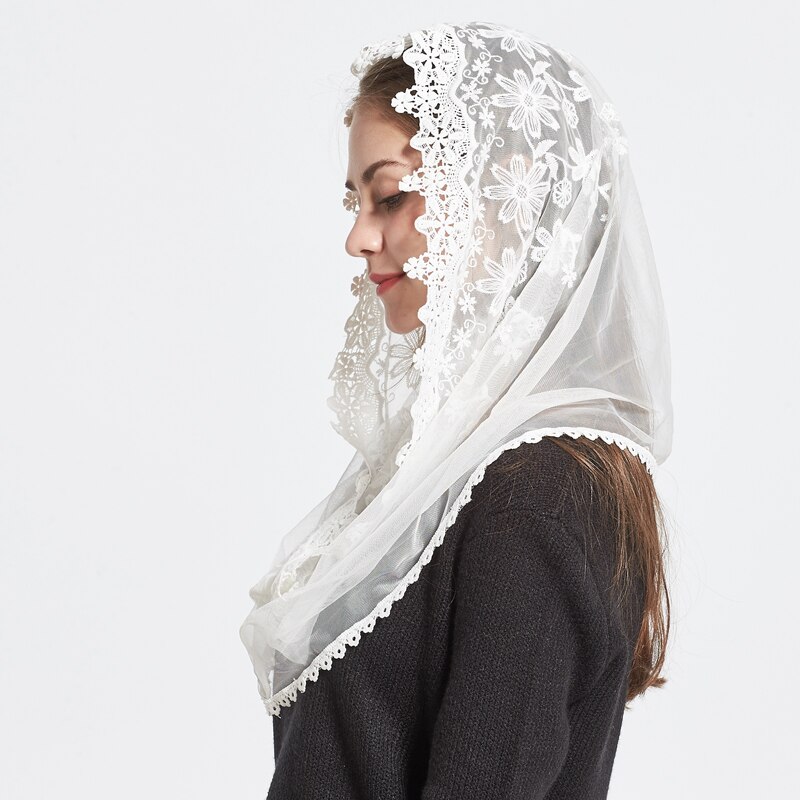 Châles et foulards en voile à pompon pour femmes, écharpe d'automne, mantique catholique église pour femmes, 1 pièce, nouvelle
