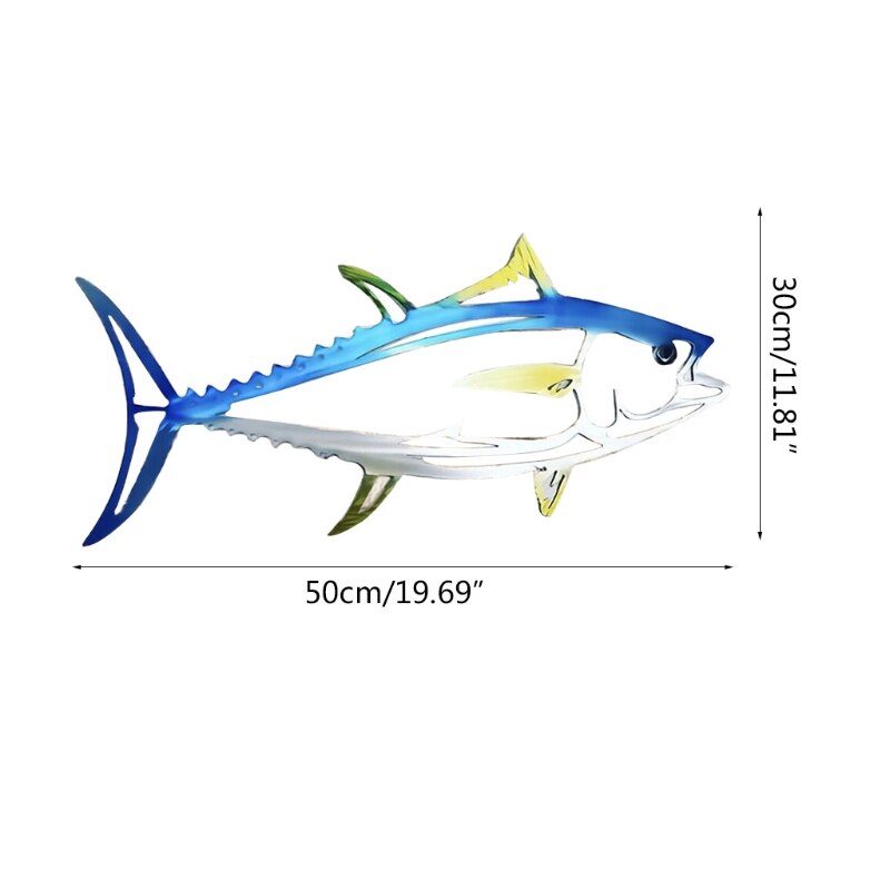 Simulation Metal Shark Tuna Pendant Wall Decor Metal Fish Sculpture