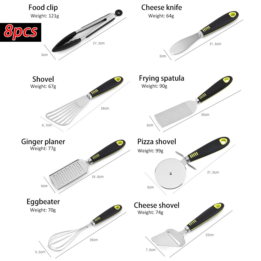 7pcs/8pcs Kitchen Utensils Set with Storage Box Kitchen Tools Gadgets Essentials Stainless Steel Cooking Utensil Set with Handle