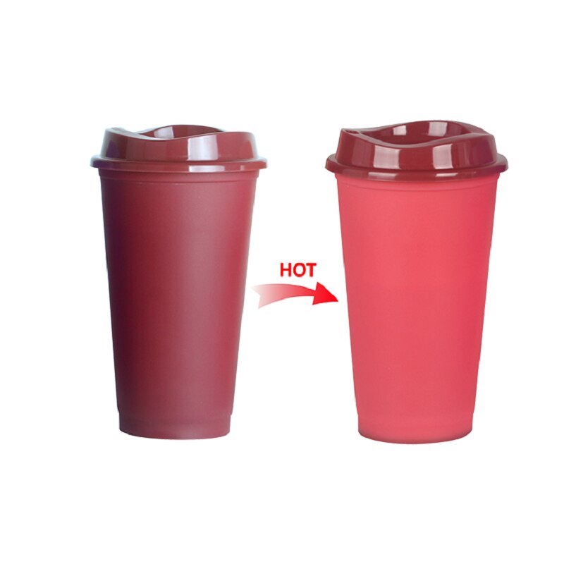 5pcs/set Color Changing To-Go Cups 16OZ color changing reusable plastic cup Magic Tumblers Birthday