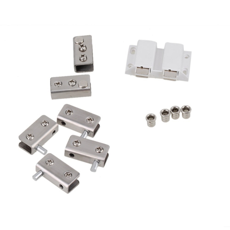 Roestvrij Staal Glazen Deur Pivot Scharnier Dubbele Hoofd Netic Catch Set Voor 5-8Mm Glazen Deur