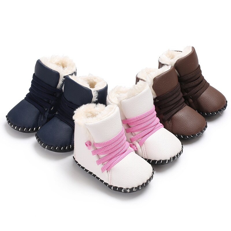 Kids Laarzen Kinderen Rubber Laarzen Winter Kinderen Dikker Pluche Snowboots Kind Warm Pu Lederen Korte Baby Baby Wit schoen