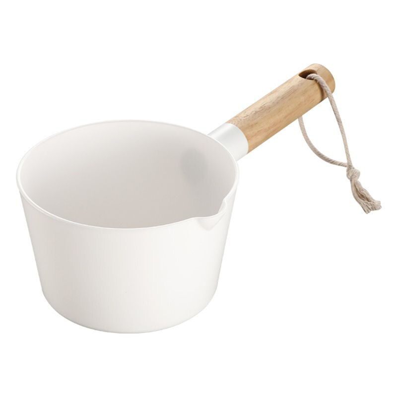 Kitchen Wooden Long Handle Water Ladle Bathroom White Scoop Japanese Style Home Bathroom Accessories