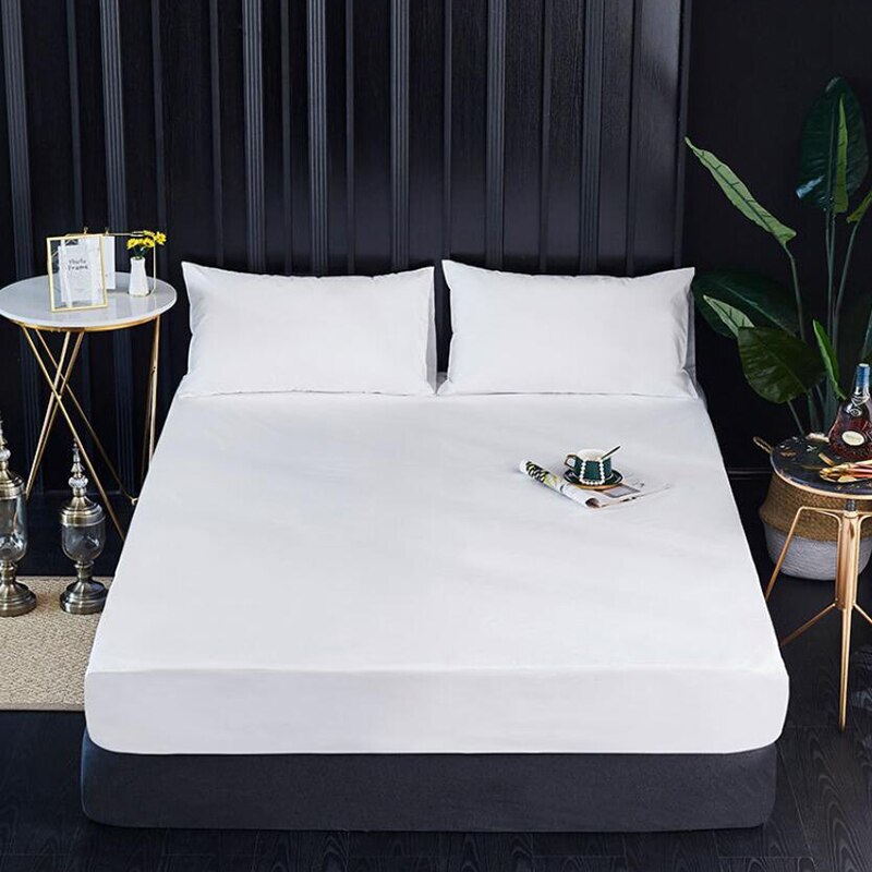 Elastic Band Bed Sheet White Bedding Fitted Sheet Waterproof Mattress Cover Home Hotel Sheet Bed Cover Couvre Lit Bedspread