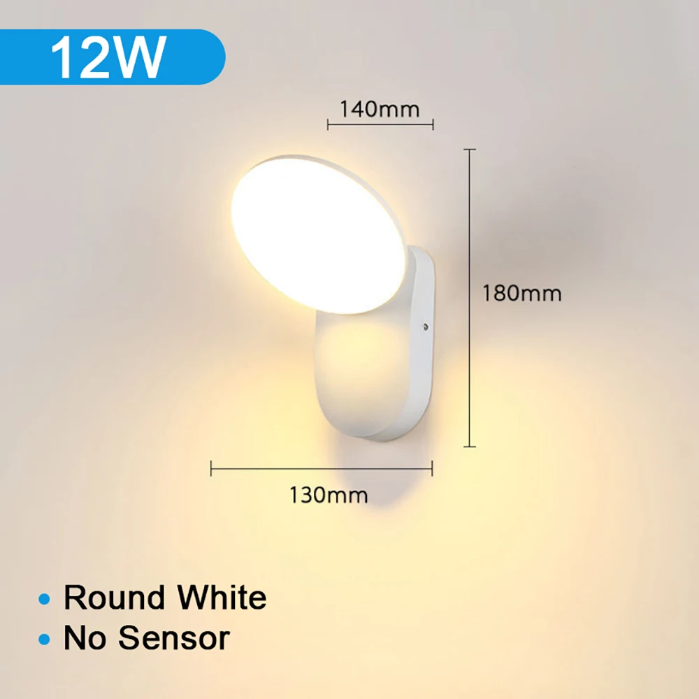 Pir-bevægelsessensor led-udendørs væglampe 12w ip65 vandtæt aluminium havelampe verandalampe korridor indgang væglampe indendørs armatur: Rgb