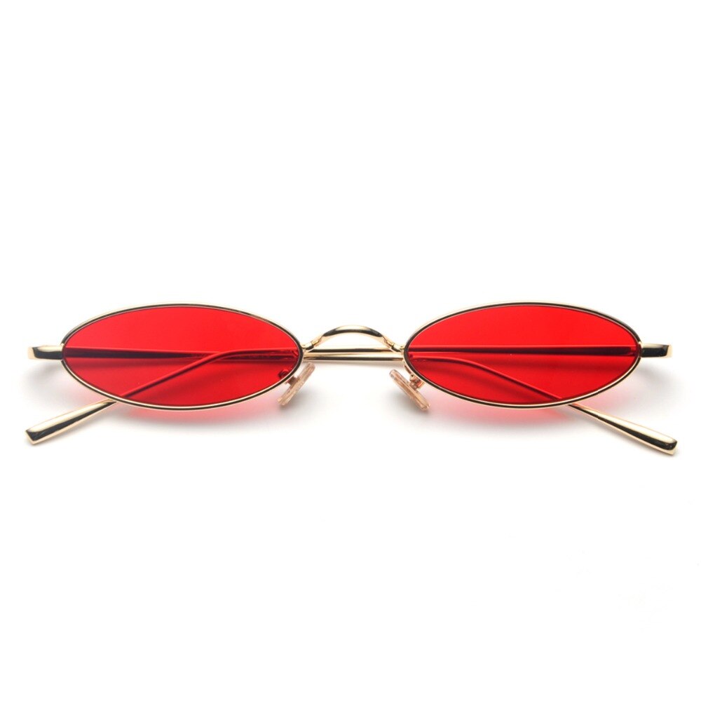 Kleine ovale ultravioletbestendige zonnebril met retro metalen montuur, geelrood, vintage ronde zonnebril, inisex wandelbril