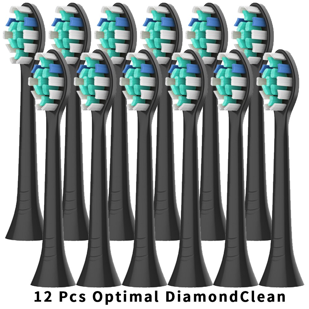 Replacement Toothbrush Heads Compatible with Phillips Sonicare Fits 2 Series 3 Series Plaque Control DiamondClean FlexCare: 12Pcs-BK-Diamond