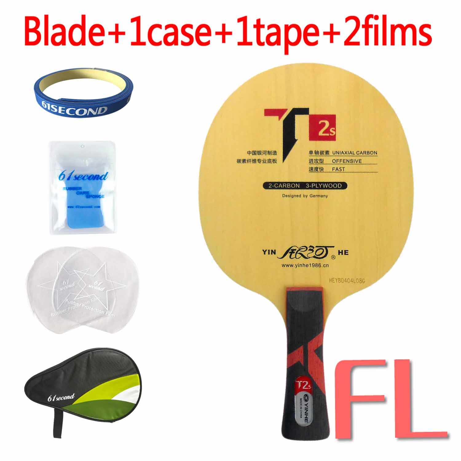 YINHE T-2S Tafeltennis Blade (T2S, 3 + 2 Hinoki Carbon, PRIMORAC CARBON Structuur) t2 Racket Ping Pong Bat Peddel Peddel: FL with HM case