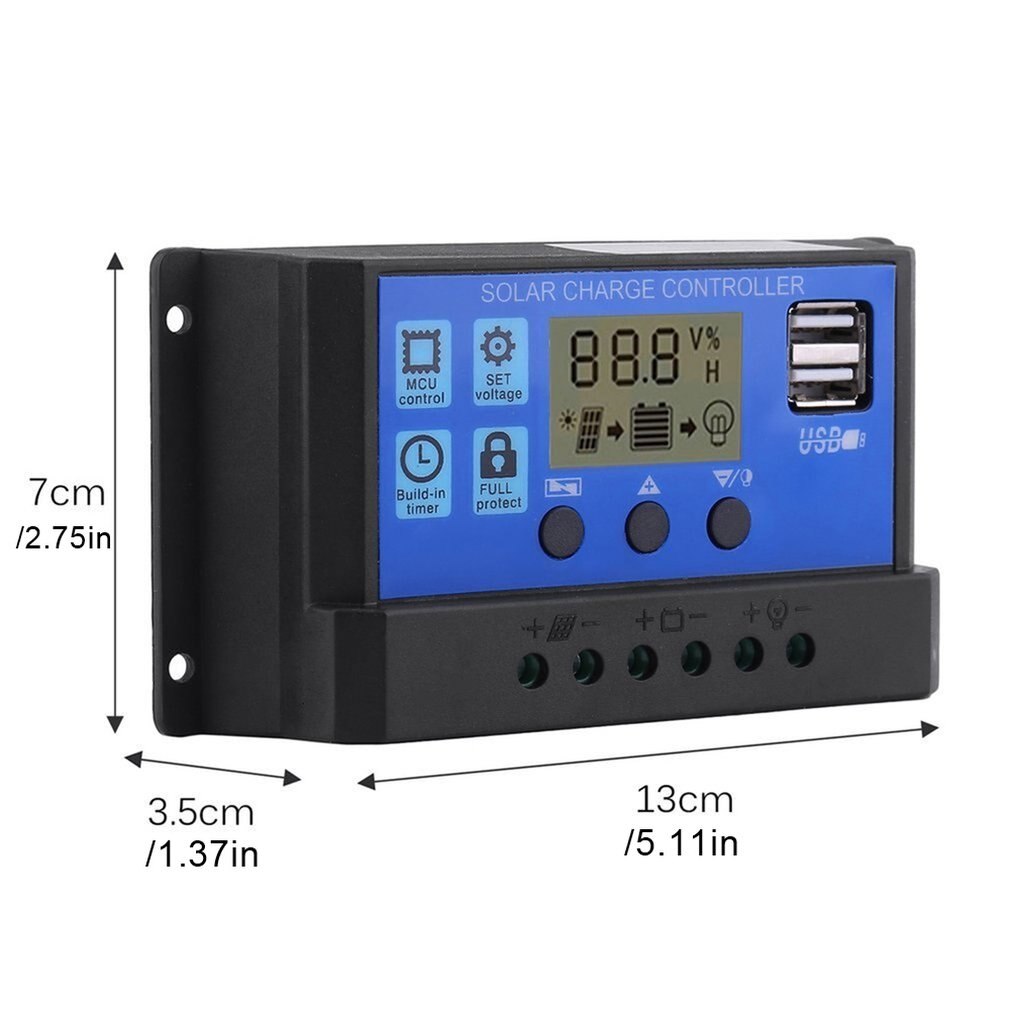 12v/24v10a Solar Controller Battery Charger Hd Display Controller Usb Output 3a