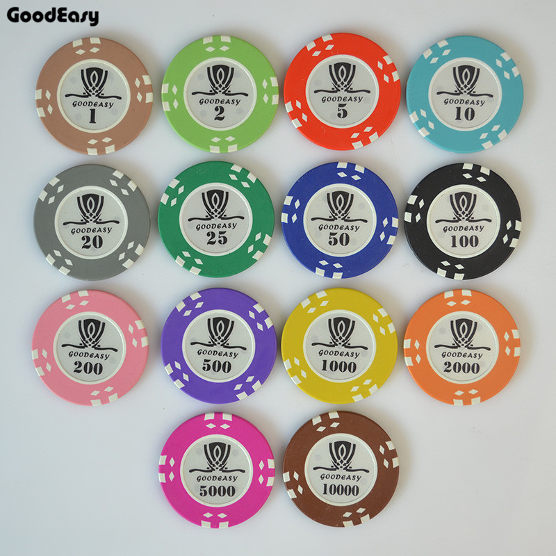 Clay Poker Chips Set Texas Hold'em Poker Chip Sets With Inner Iron Poker Metal Carlo Poker Club Accessories 25PCS/Lot