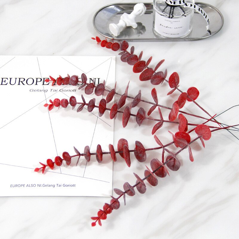 1 Piece Simulation Eucalipto Single Artificial Eucalyptus Leaf Artificial Plants For Wedding Shooting Prop Home Decoration