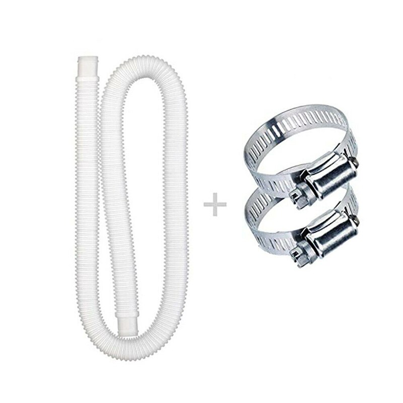 Pool udskiftning slange holdbar blød filter pumpe slange med 4 metal klemmer pool slange tilbehør til udendørs kar: 01