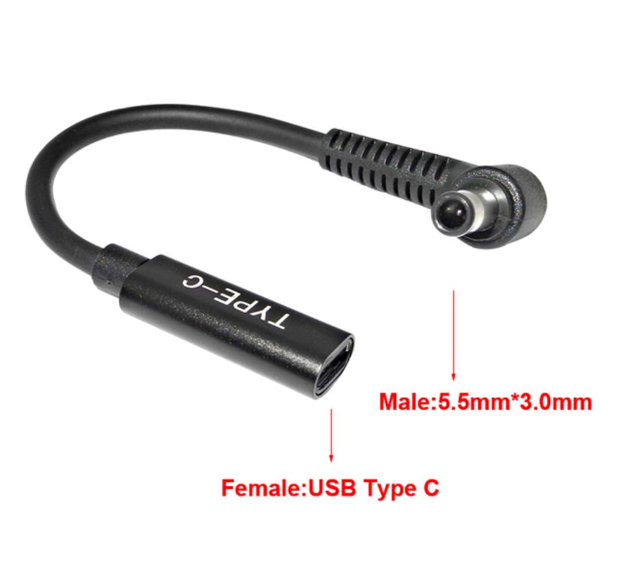 65W PD Type C USB 3.1 Power Adapter Cable Female to Power Connector Converter 4.0*1.35 5.5*2.5 4.5*3.0 4.0*1.7m: Red