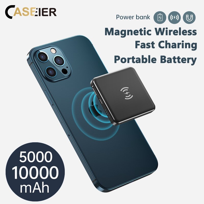 Caseier 15W 10000Mah Magnetic Power Bank Voor Iphone 12 Pro Max Mini Draagbare Externe Batterij Powerbank 5000Mah bank Voor Telefoon