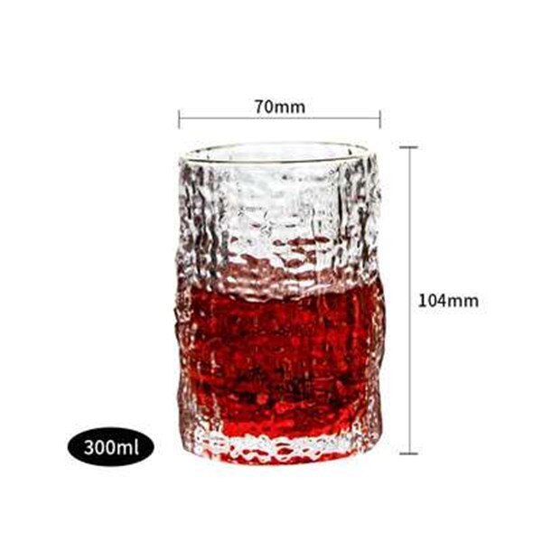 2Pcs Japanese Wine Glass Bark Pattern Beer Glass Vodka Whisky Cup Home Transparent Milk Juice Coffee Glass Cup: With phnom penh 1