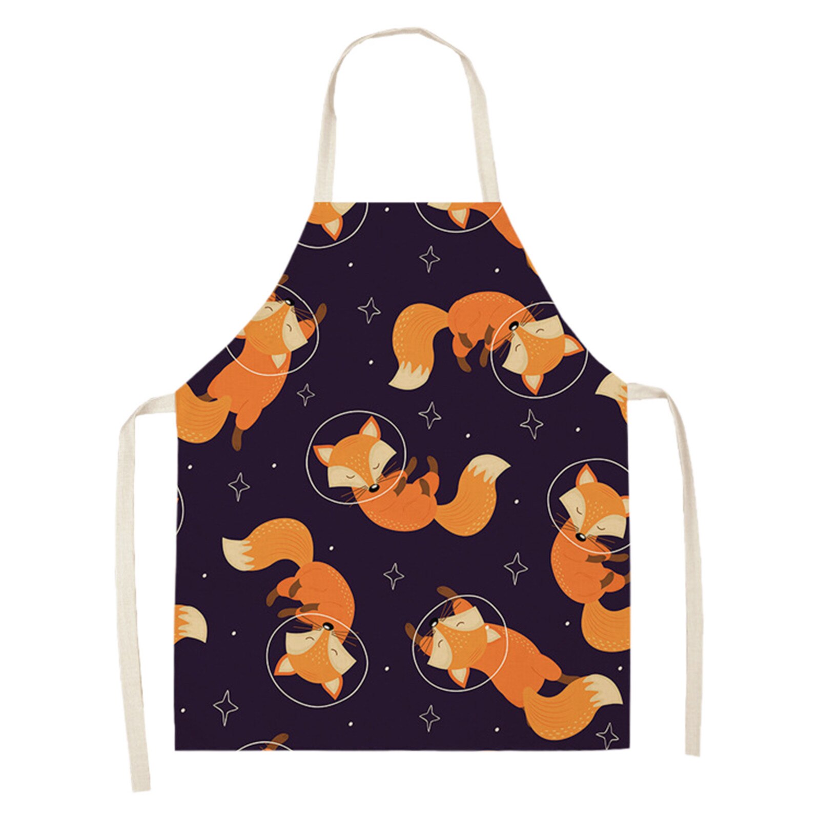 1Pcs Kitchen Cooking Apron Kitchen Lovely Cartoons Printed Home Sleeveless Cotton Linen Aprons for Men Women Baking Accessories