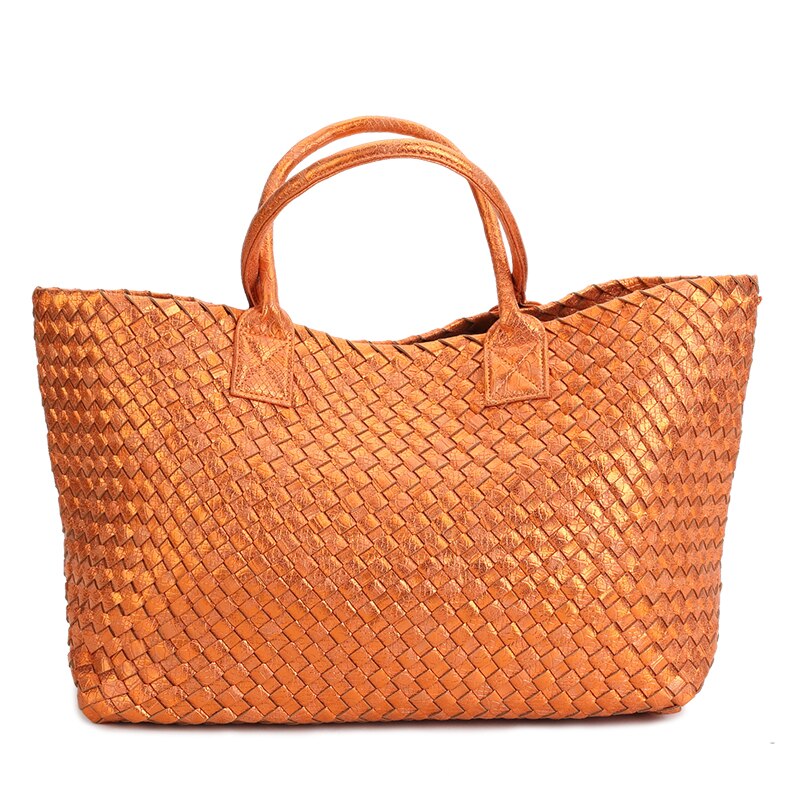 hand-woven women's bag spring summer European and American tide single shoulder vegetable basket women casual bag: orange