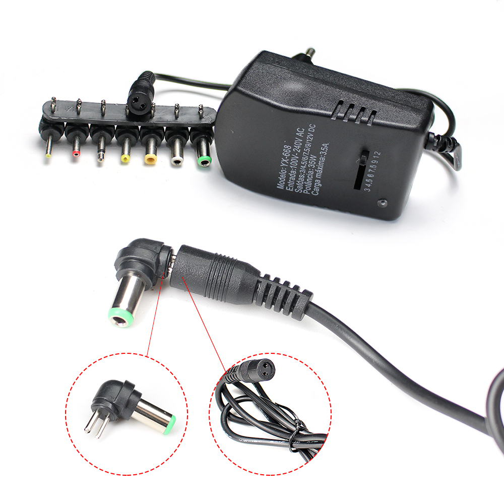 Transformateur réglable 3V 5V 6V 7V 9V 12V AC, convertisseur d&#39;alimentation réglable 220V à 12V 3a 30W mâle femelle 7 prise de connexion