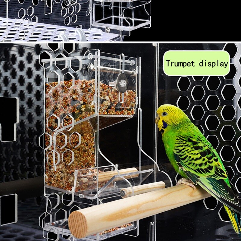 Anti-éclaboussures perroquet mangeoire anti-éclaboussures oiseau volaille mangeoire automatique acrylique alimentaire boîte perroquet Pigeon animal de compagnie oiseau jouet #