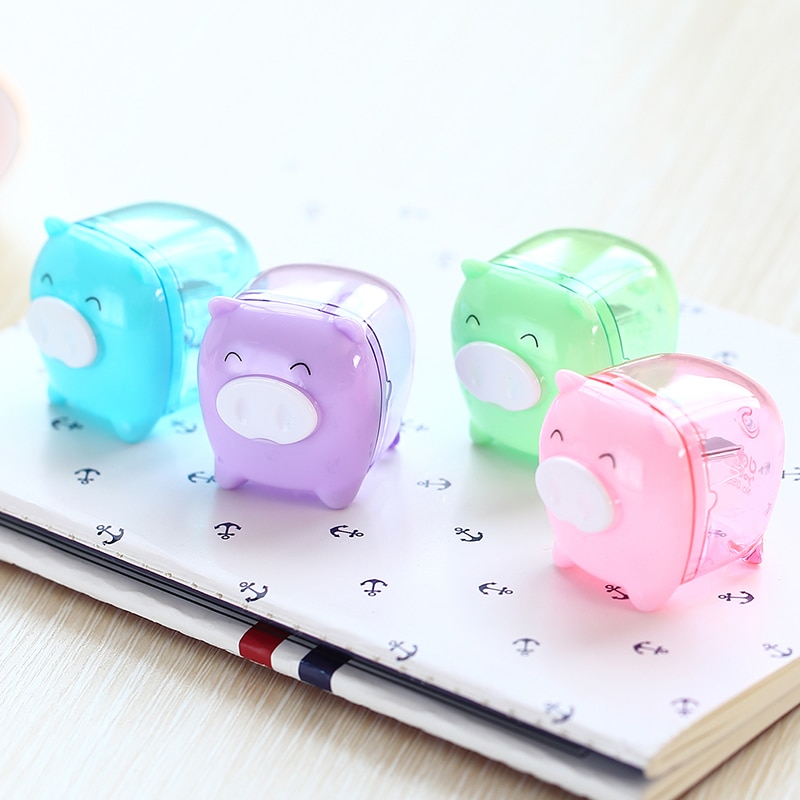 Deli-afilador de lápices de colores para niños, bonitos, Kawaii, Animal Pig, color caramelo, útiles escolares para niños, papelería coreana, 1 Uds.