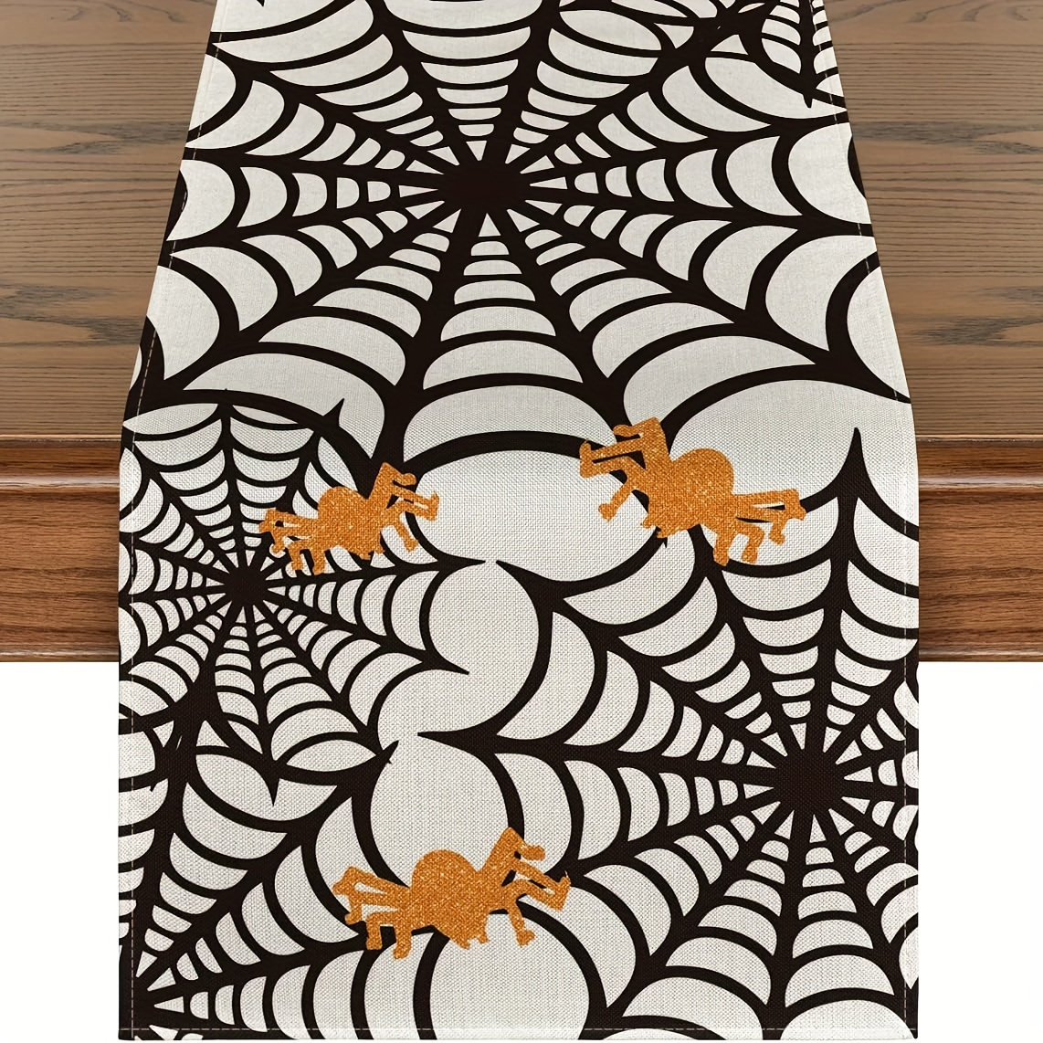 1pc halloween bordlöpare läskig pumpa katt spindelnät i orange svartvitt polyestertyg för köksmatbord: 30*240cm / Vinröd