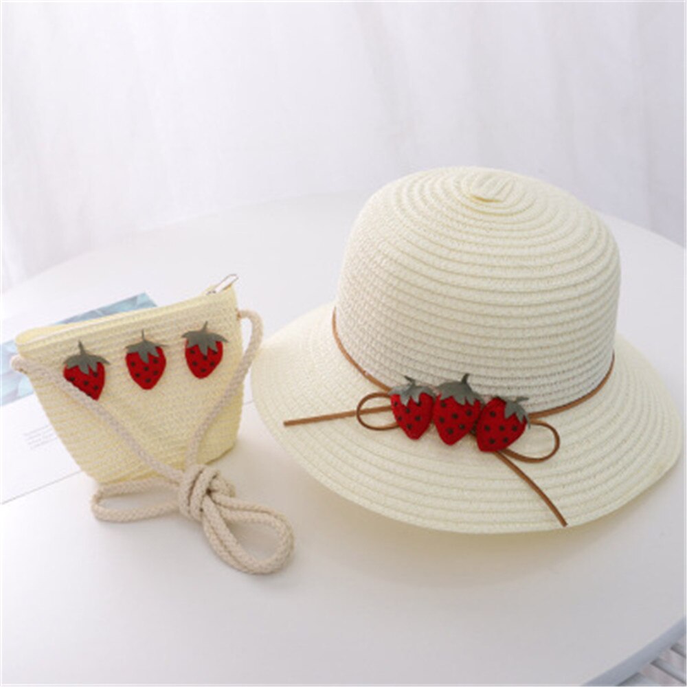 Chapeau de paille d'été pour enfants, mignon, fraise, pour la plage, pour filles de 3-8 ans: 12