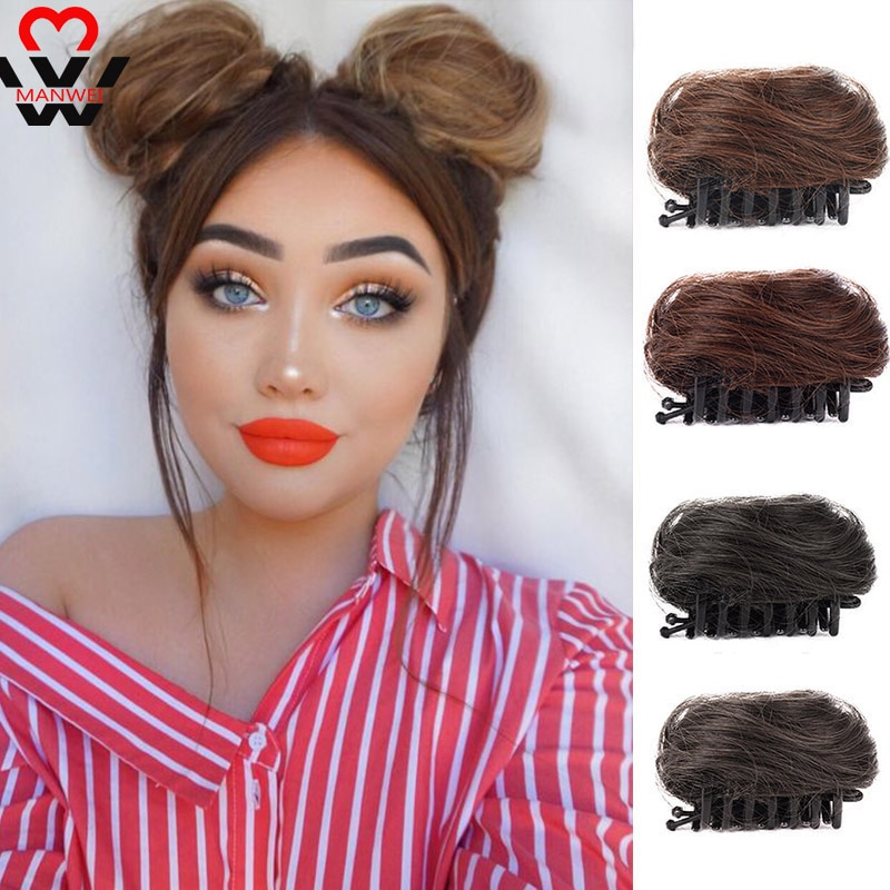MANWEI Short Synthetic Hair Extension Chignon Donut Roller Bun Wig Hairpiece For Women