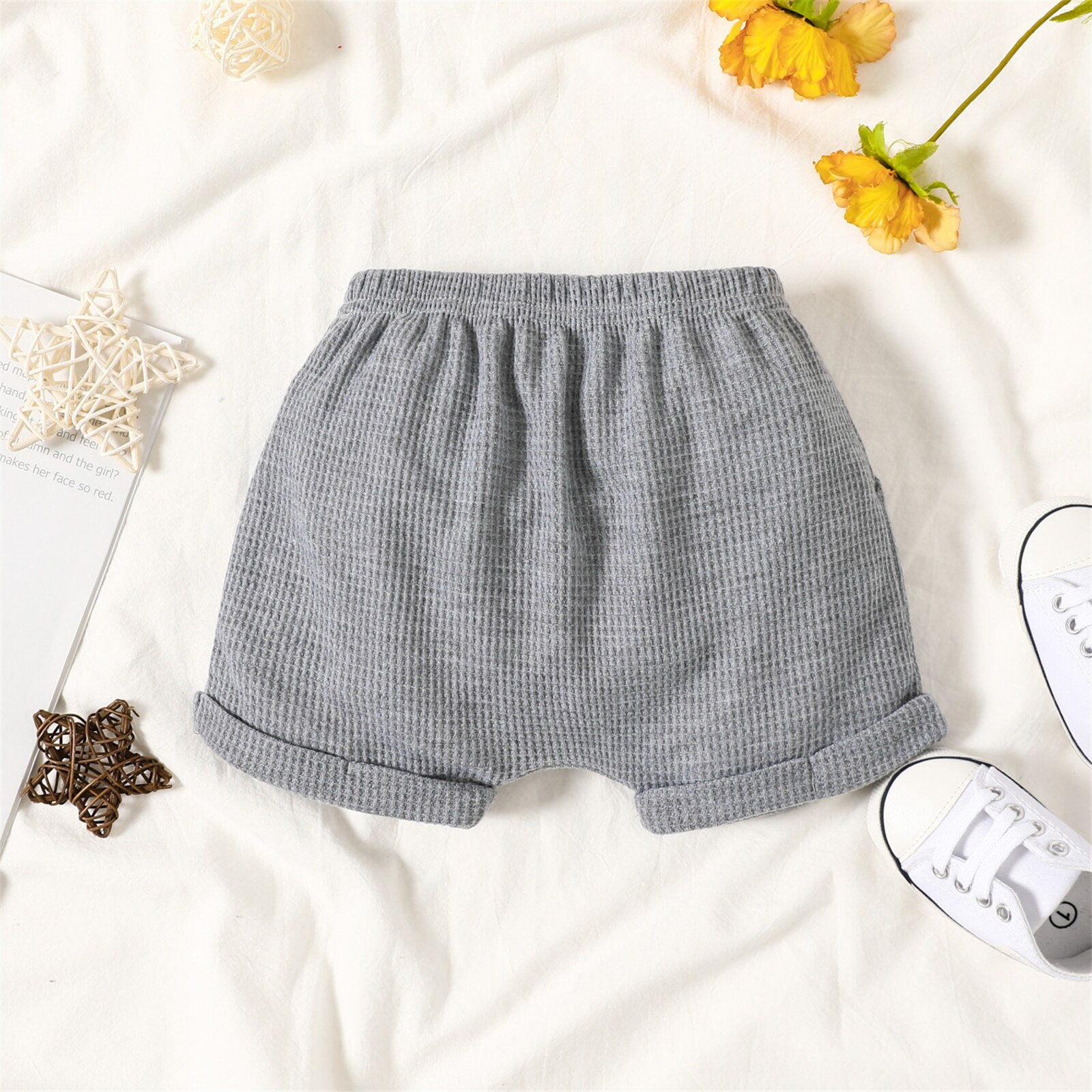 PatPat – short taille élastiquée pour bébé garçon, avec poches, couleur unie
