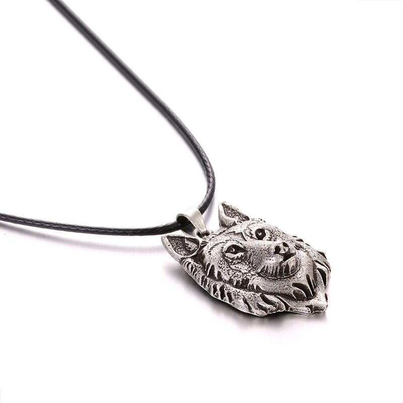 1Pc Kreative Tibetischen Silber Wolf Kopf Anhänger Halskette Männer Amulett Ebene Männer Coole Schmuck Ebene Charme