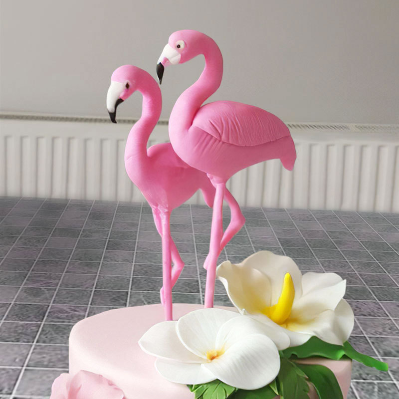 Pink Flamingo Cake Topper Tropical Party Summer Flower Girl Birthday Wedding Deco Flamingo Hawaii Hawaiian Party Decor