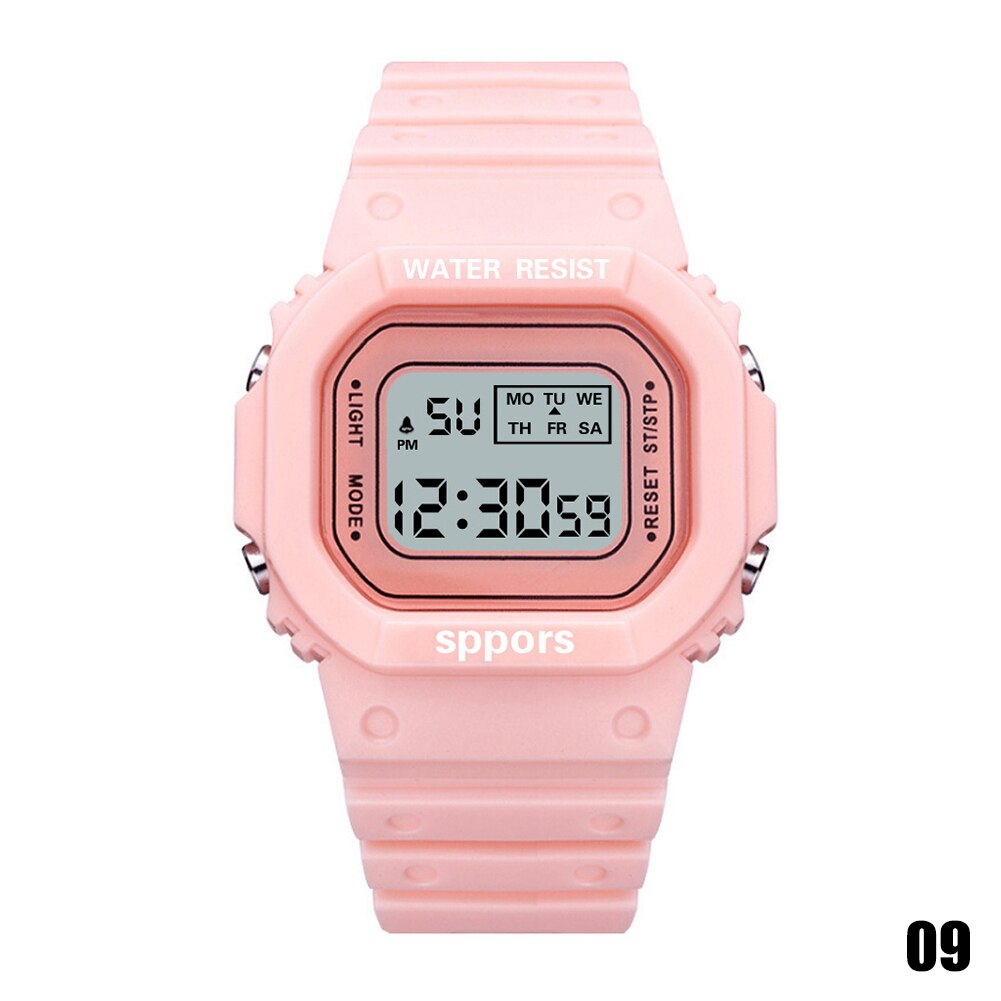 Reloj cuadrado informal para hombre y mujer, relojes deportivos digitales coloridos, para enamorados, Reloj de pulsera para niño y mujer: Rosa