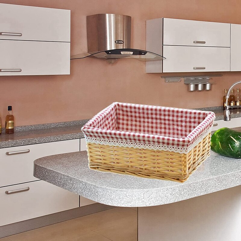 Rieten Mand Cadeau Handgemaakte Met Stof Insert Opslag Mand