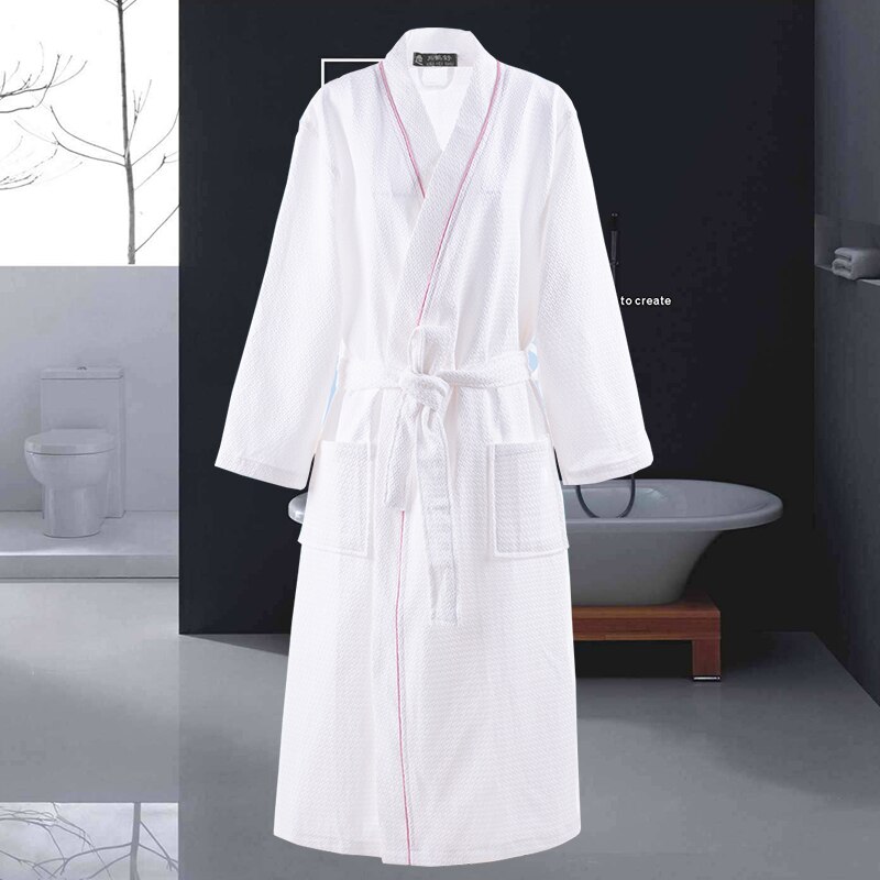 Vaffel 100%  bomulds badekåbe mænd langærmet herre morgenkåbe sved fordampe par kimono badekåber hotel spa badekåber morgenkåbe