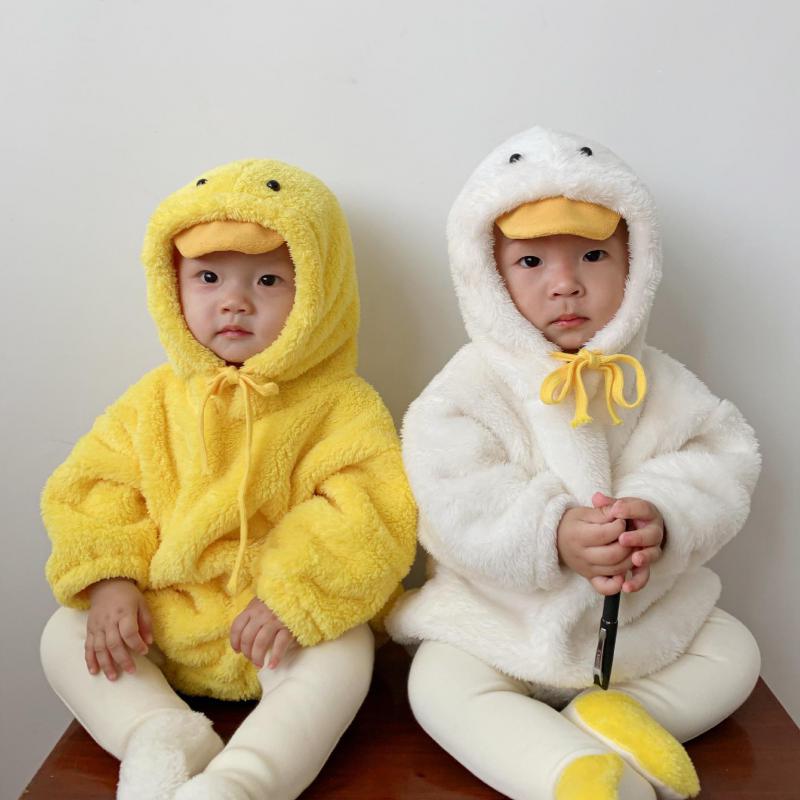 Bébé dessin animé vêtements bébé hiver polaire en peluche body garçons et filles combinaison bébé une-pièce petites filles vêtements