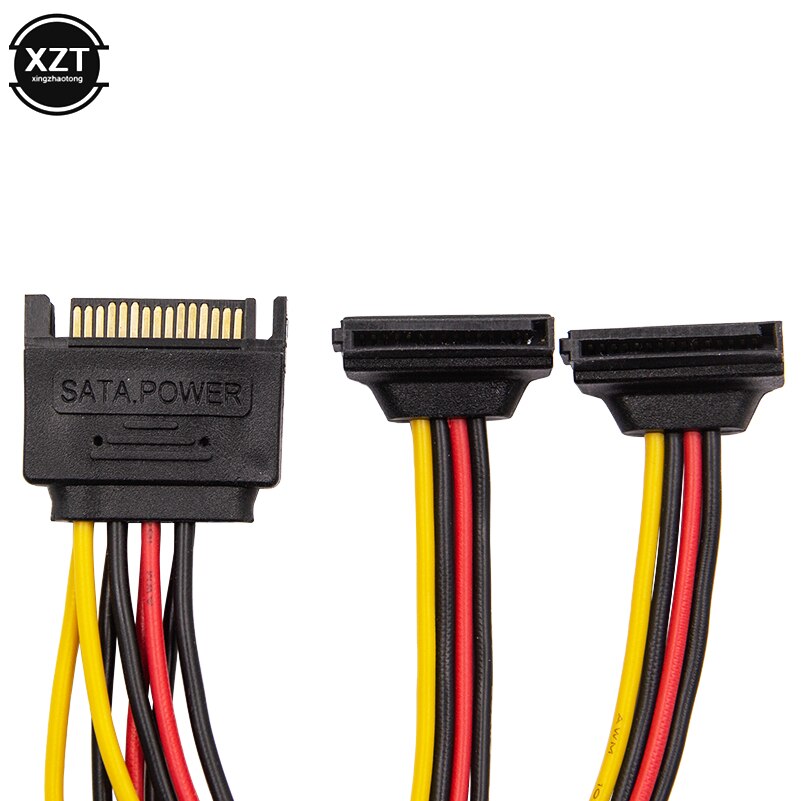 Sata Power Cable 15 Pin Male to 2 x 15Pin Female Adapter Sata Cable 90 Degree For HDD Hard Drive l1206#2