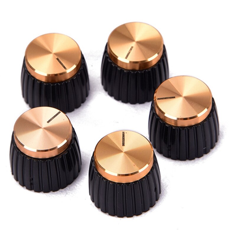 20Pcs Guitar AMP Amplifier Push on Fit Knobs Black with Gold Cap for Marshall Amplifier