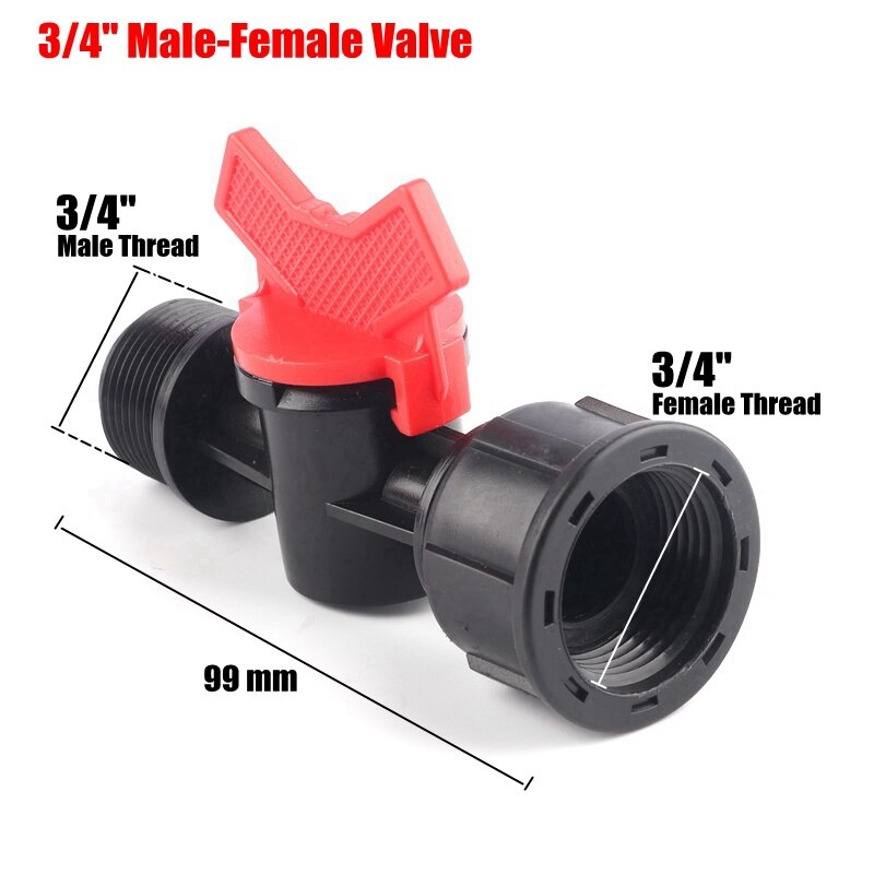 Mini válvula de esfera para irrigação, 2 peças, 1/4 "1/2", rosqueada, alta qualidade, conectores de água do jardim, válvula de gotejamento, interruptor de mangueira, controladores de água
