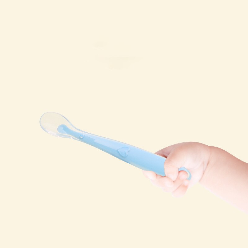Baby Zachte Siliconen Lepel Snoep Kleur Baby Peuter Kinderen Leren Voedsel Babyvoeding Gereedschap Veilig Temperatuur Sensing Lepel 1 Pc