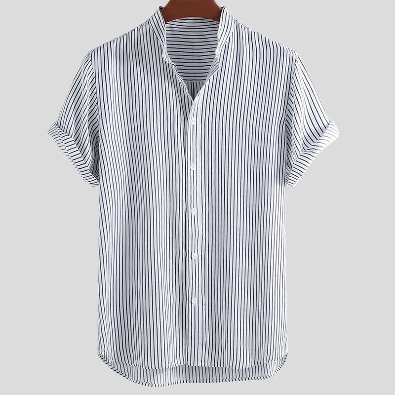 sommer Plus størrelse skjorter herre 5xl 6xl 7xl byste 135cm løse stripete herreskjorter korte ermer 3 farger: Svart / 4xl