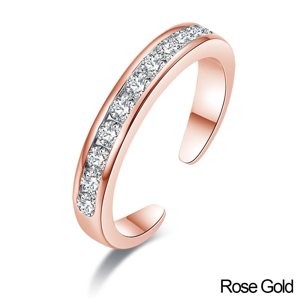 Eenvoudige Legering Kristal Voet Ring Verstelbare Opening Teen Ring Voor Vrouwen Meisje Zomer Strand Sieraden Vinger Ring: Rose Gold